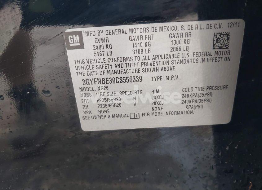 Photo 9 of 2012 Cadillac Srx PERFORMANCE COLLECTION (VIN 3GYFNBE39CS556339)