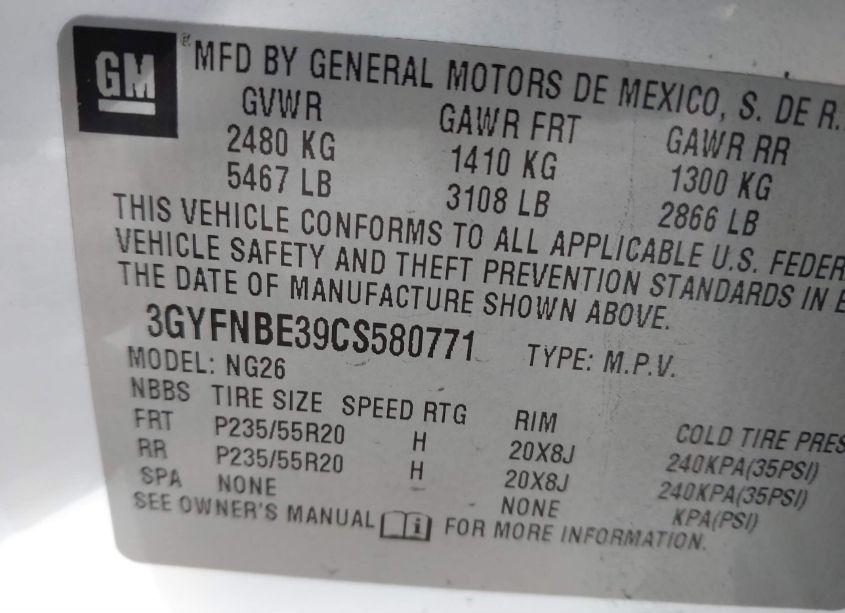 Photo 9 of 2012 Cadillac Srx PERFORMANCE COLLECTION (VIN 3GYFNBE39CS580771)