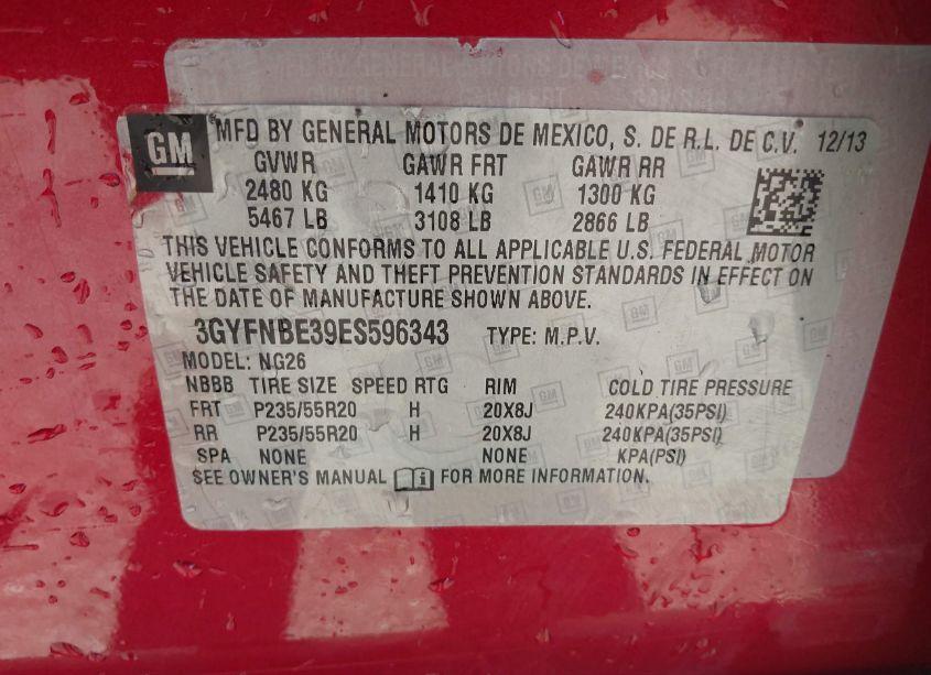 Photo 9 of 2014 Cadillac Srx LUXURY COLLECTION (VIN 3GYFNBE39ES596343)