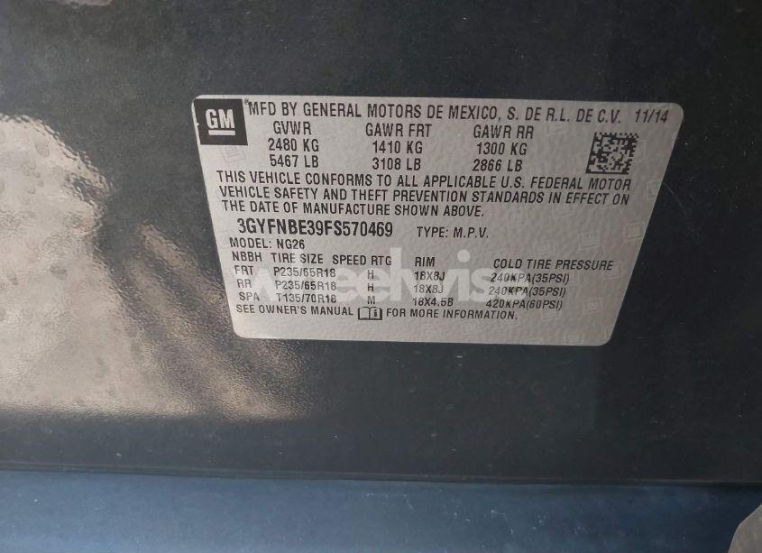 Photo 9 of 2015 Cadillac Srx LUXURY COLLECTION (VIN 3GYFNBE39FS570469)