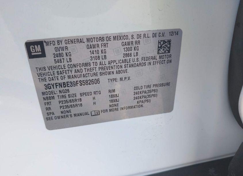 Photo 9 of 2015 Cadillac Srx LUXURY COLLECTION (VIN 3GYFNBE39FS582606)