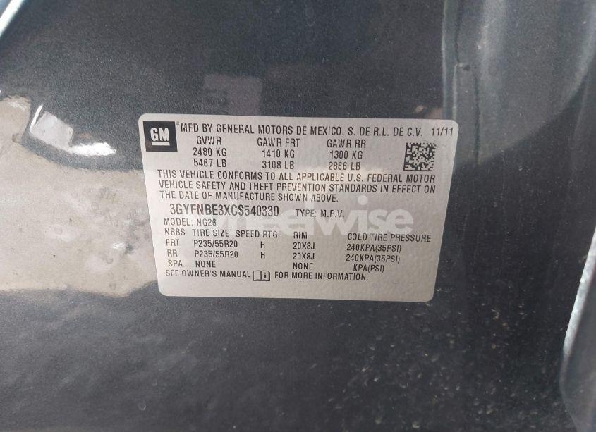 Photo 9 of 2012 Cadillac Srx PERFORMANCE COLLECTION (VIN 3GYFNBE3XCS540330)