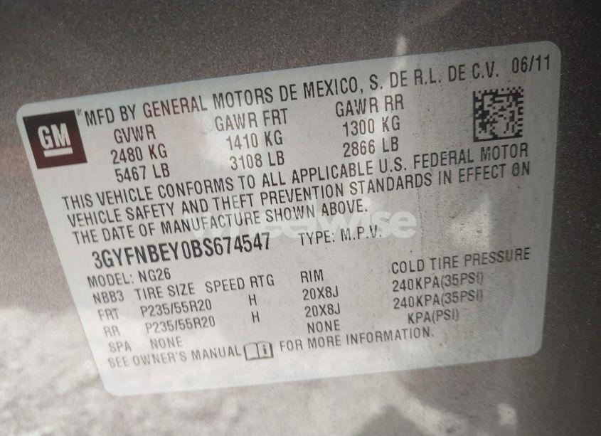 Photo 9 of 2011 Cadillac Srx PERFORMANCE COLLECTION (VIN 3GYFNBEY0BS674547)