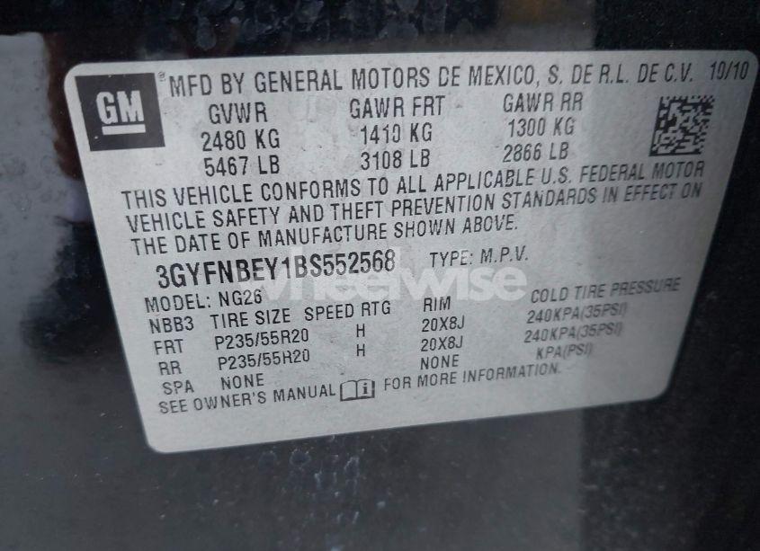 Photo 9 of 2011 Cadillac Srx PERFORMANCE COLLECTION (VIN 3GYFNBEY1BS552568)