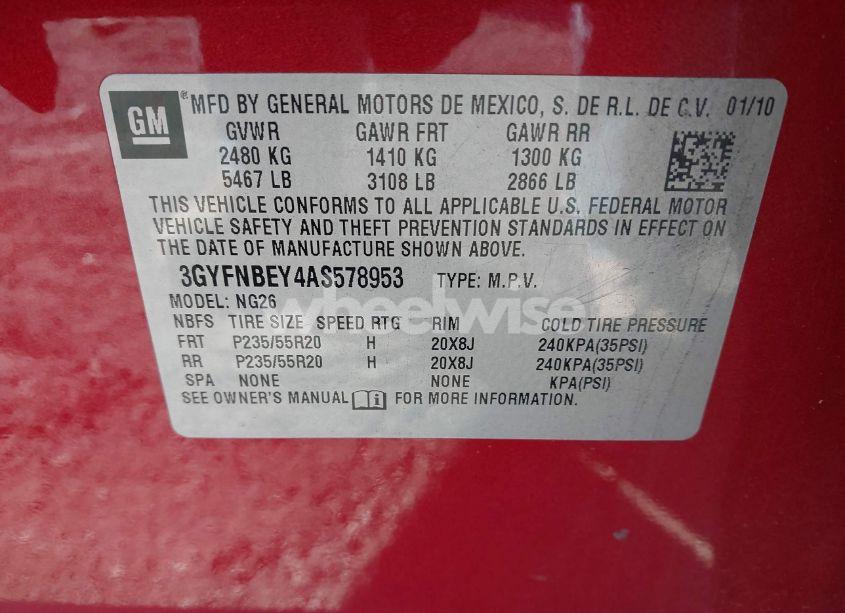 Photo 9 of 2010 Cadillac Srx PERFORMANCE COLLECTION (VIN 3GYFNBEY4AS578953)