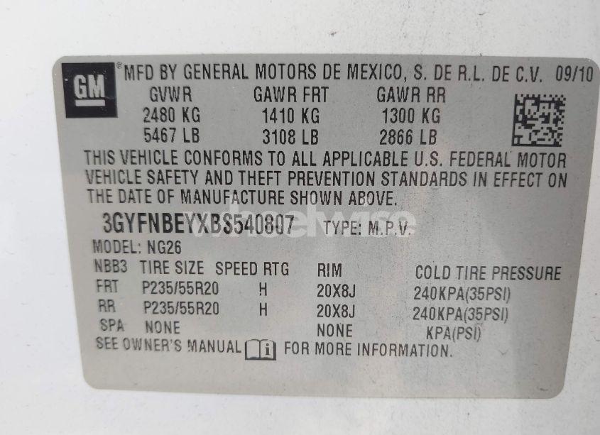 Photo 9 of 2011 Cadillac Srx PERFORMANCE COLLECTION (VIN 3GYFNBEYXBS540807)