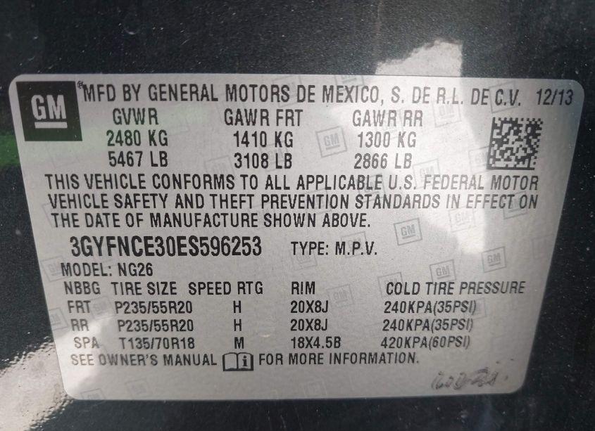 Photo 9 of 2014 Cadillac Srx PERFORMANCE COLLECTION (VIN 3GYFNCE30ES596253)