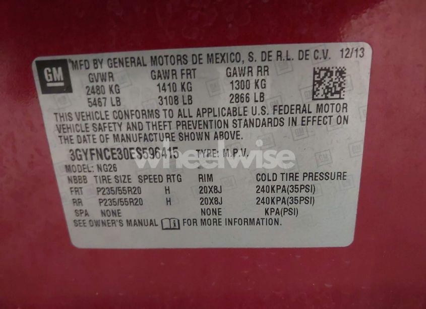 Photo 9 of 2014 Cadillac Srx PERFORMANCE COLLECTION (VIN 3GYFNCE30ES596415)