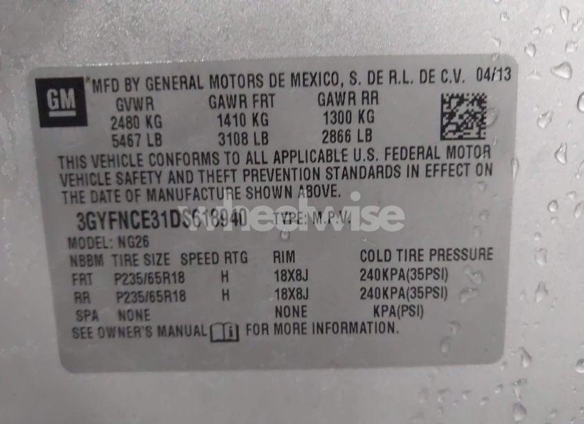 Photo 9 of 2013 Cadillac Srx LUXURY COLLECTION (VIN 3GYFNCE31DS618940)
