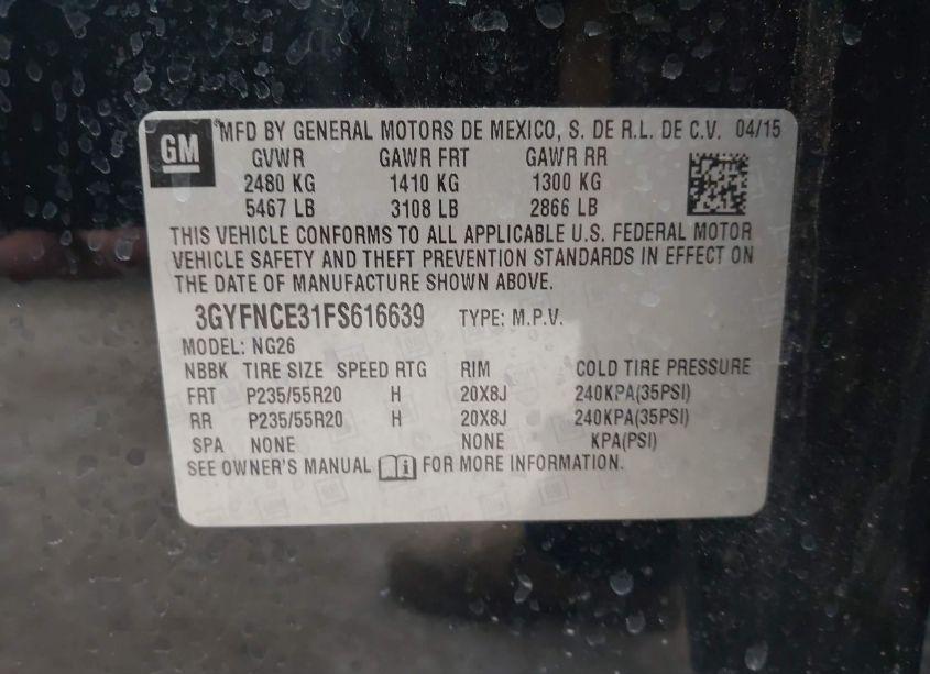 Photo 9 of 2015 Cadillac Srx PERFORMANCE COLLECTION (VIN 3GYFNCE31FS616639)