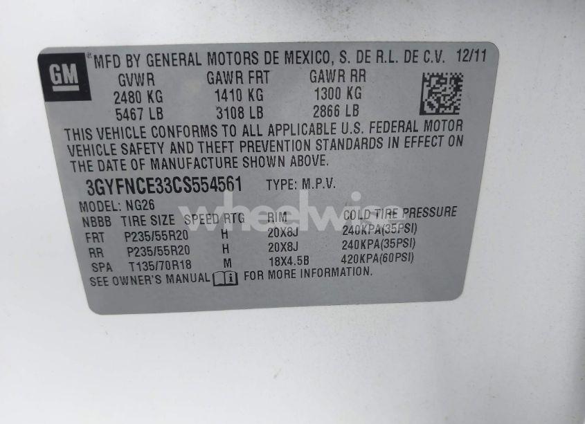 Photo 9 of 2012 Cadillac Srx PREMIUM COLLECTION (VIN 3GYFNCE33CS554561)