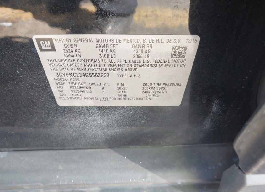 Photo 9 of 2016 Cadillac Srx PERFORMANCE COLLECTION (VIN 3GYFNCE34GS563968)