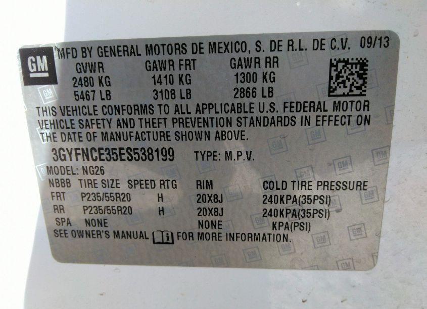 Photo 9 of 2014 Cadillac Srx PERFORMANCE COLLECTION (VIN 3GYFNCE35ES538199)