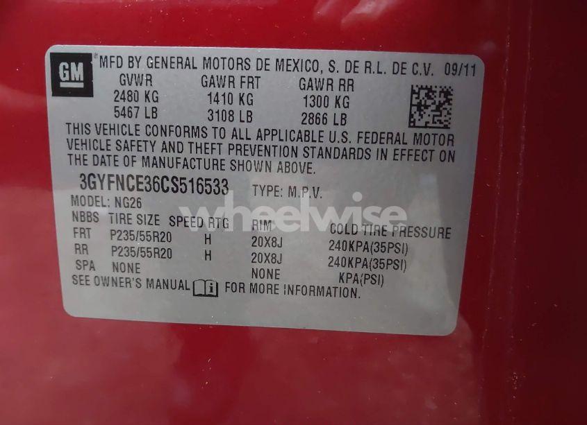 Photo 9 of 2012 Cadillac Srx PREMIUM COLLECTION (VIN 3GYFNCE36CS516533)