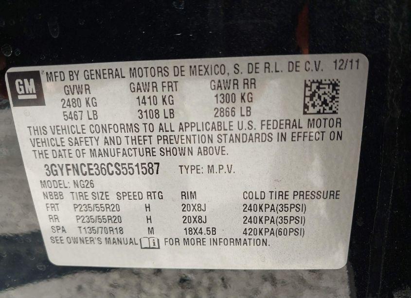 Photo 9 of 2012 Cadillac Srx PREMIUM COLLECTION (VIN 3GYFNCE36CS551587)