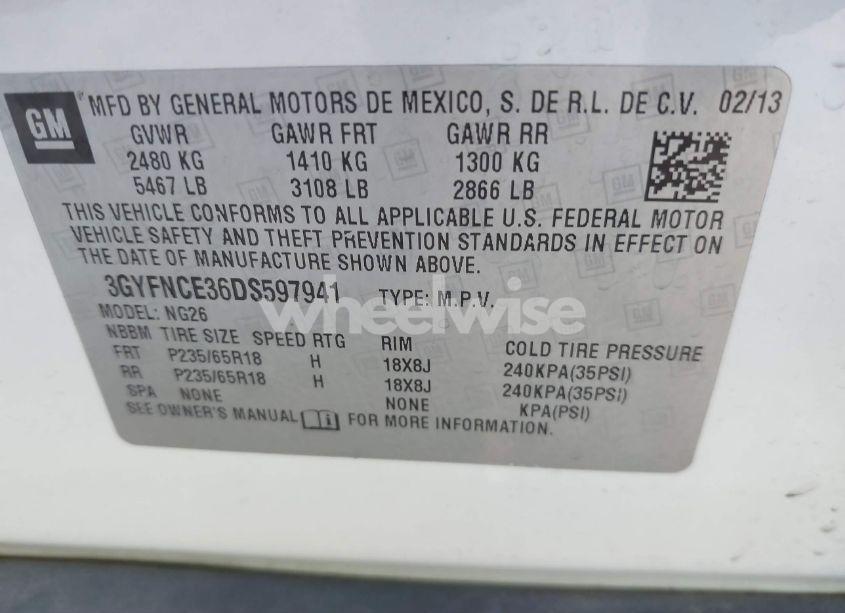 Photo 9 of 2013 Cadillac Srx LUXURY COLLECTION (VIN 3GYFNCE36DS597941)
