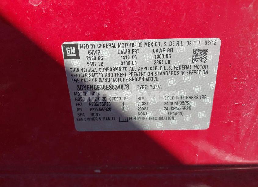 Photo 9 of 2014 Cadillac Srx PERFORMANCE COLLECTION (VIN 3GYFNCE36ES534078)