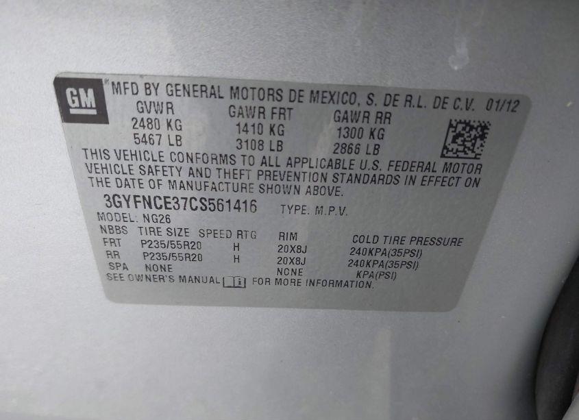 Photo 9 of 2012 Cadillac Srx PREMIUM COLLECTION (VIN 3GYFNCE37CS561416)