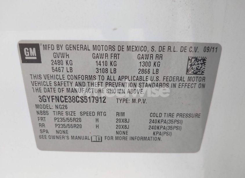 Photo 9 of 2012 Cadillac Srx PREMIUM COLLECTION (VIN 3GYFNCE38CS517912)