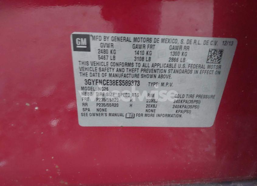 Photo 9 of 2014 Cadillac Srx PERFORMANCE COLLECTION (VIN 3GYFNCE38ES589373)