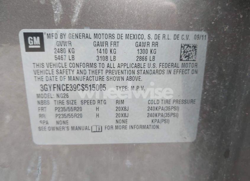 Photo 9 of 2012 Cadillac Srx PREMIUM COLLECTION (VIN 3GYFNCE39CS515005)