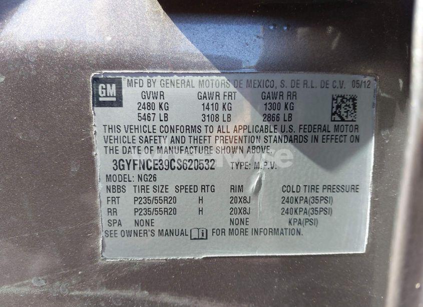 Photo 9 of 2012 Cadillac Srx PREMIUM COLLECTION (VIN 3GYFNCE39CS620532)