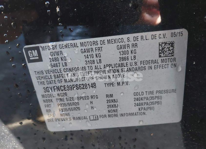 Photo 9 of 2015 Cadillac Srx PERFORMANCE COLLECTION (VIN 3GYFNCE39FS628148)