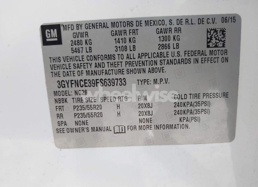 Photo 9 of 2015 Cadillac Srx PERFORMANCE COLLECTION (VIN 3GYFNCE39FS639733)