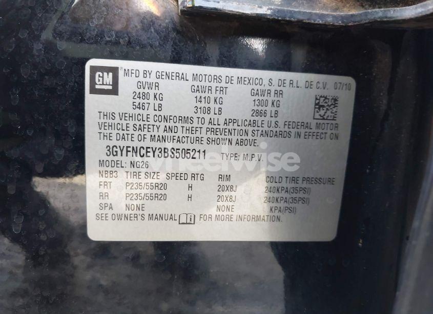 Photo 9 of 2011 Cadillac Srx PREMIUM COLLECTION (VIN 3GYFNCEY3BS505211)