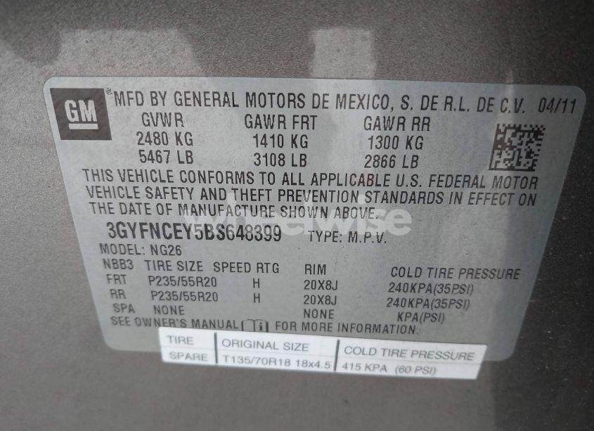 Photo 9 of 2011 Cadillac Srx PREMIUM COLLECTION (VIN 3GYFNCEY5BS648399)