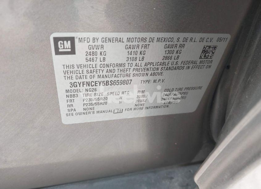 Photo 9 of 2011 Cadillac Srx PREMIUM COLLECTION (VIN 3GYFNCEY5BS659807)