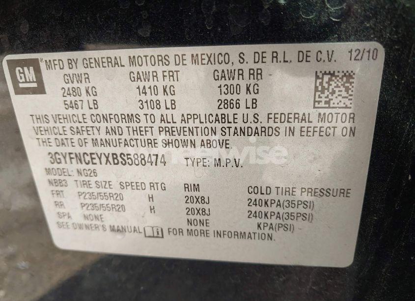 Photo 9 of 2011 Cadillac Srx PREMIUM COLLECTION (VIN 3GYFNCEYXBS588474)