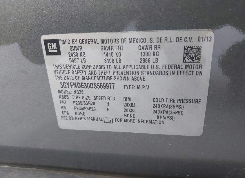 Photo 9 of 2013 Cadillac Srx PERFORMANCE COLLECTION (VIN 3GYFNDE30DS569977)