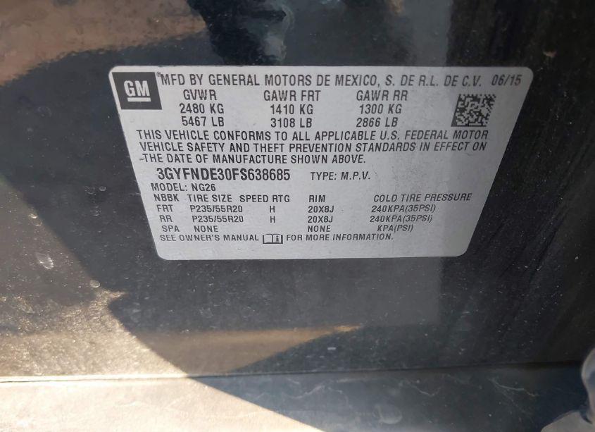 Photo 9 of 2015 Cadillac Srx PREMIUM COLLECTION (VIN 3GYFNDE30FS638685)