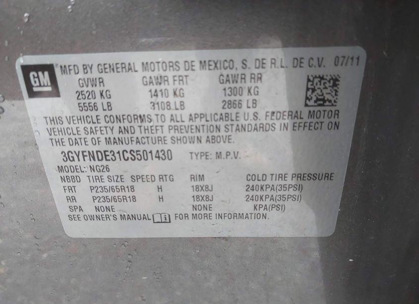 Photo 9 of 2012 Cadillac Srx LUXURY COLLECTION (VIN 3GYFNDE31CS501430)