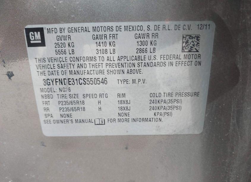 Photo 9 of 2012 Cadillac Srx LUXURY COLLECTION (VIN 3GYFNDE31CS550546)