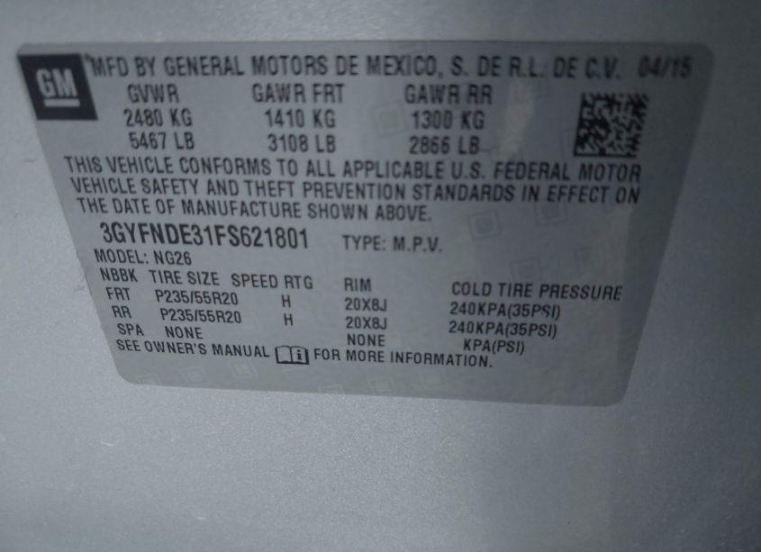 Photo 9 of 2015 Cadillac Srx PREMIUM COLLECTION (VIN 3GYFNDE31FS621801)
