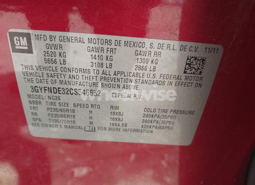 Photo 9 of 2012 Cadillac Srx LUXURY COLLECTION (VIN 3GYFNDE32CS546652)