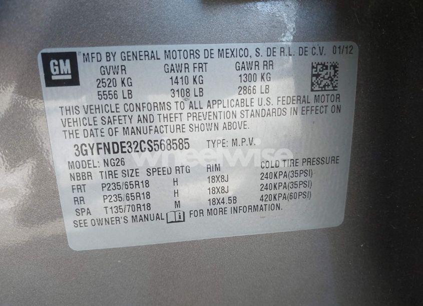 Photo 9 of 2012 Cadillac Srx LUXURY COLLECTION (VIN 3GYFNDE32CS568585)