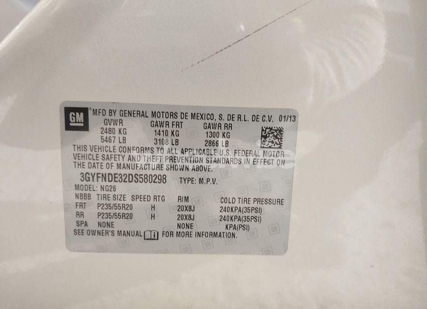 Photo 9 of 2013 Cadillac Srx PERFORMANCE COLLECTION (VIN 3GYFNDE32DS580298)