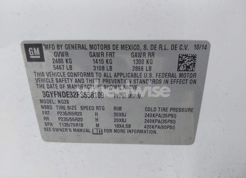 Photo 9 of 2015 Cadillac Srx PREMIUM COLLECTION (VIN 3GYFNDE32FS558109)