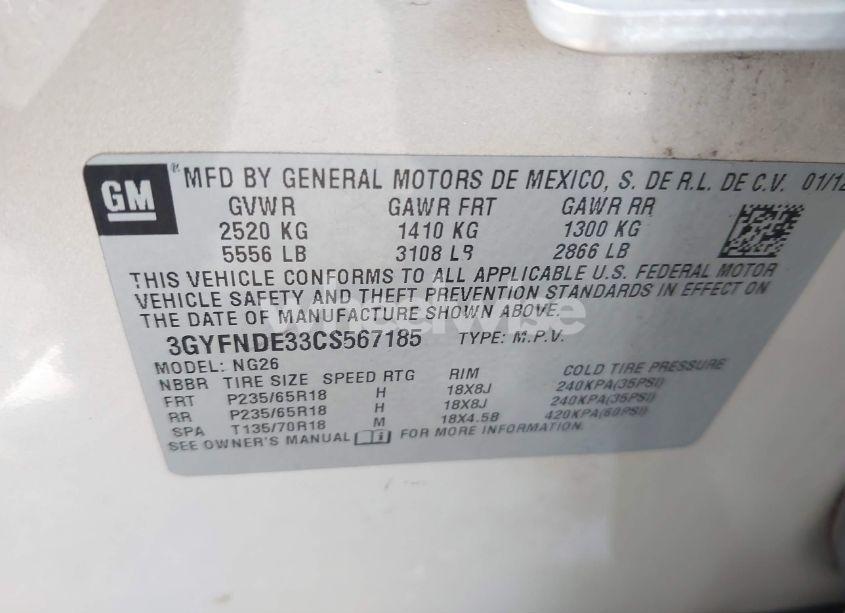 Photo 9 of 2012 Cadillac Srx LUXURY COLLECTION (VIN 3GYFNDE33CS567185)