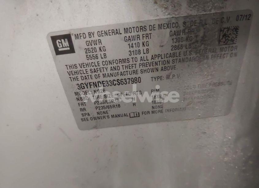 Photo 9 of 2012 Cadillac Srx LUXURY COLLECTION (VIN 3GYFNDE33CS637980)