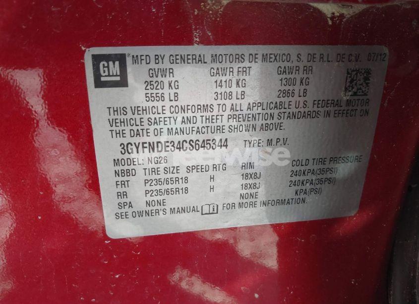 Photo 9 of 2012 Cadillac Srx LUXURY COLLECTION (VIN 3GYFNDE34CS645344)