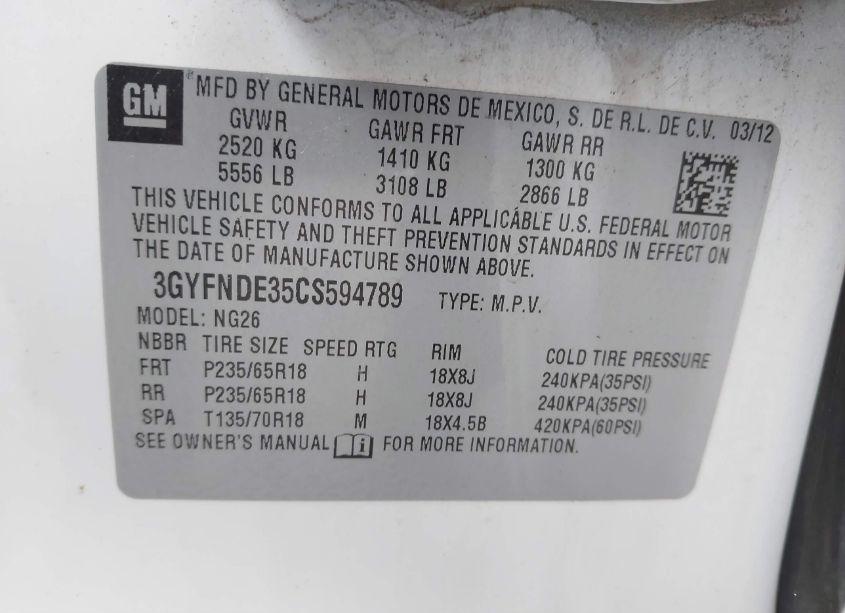 Photo 9 of 2012 Cadillac Srx LUXURY COLLECTION (VIN 3GYFNDE35CS594789)