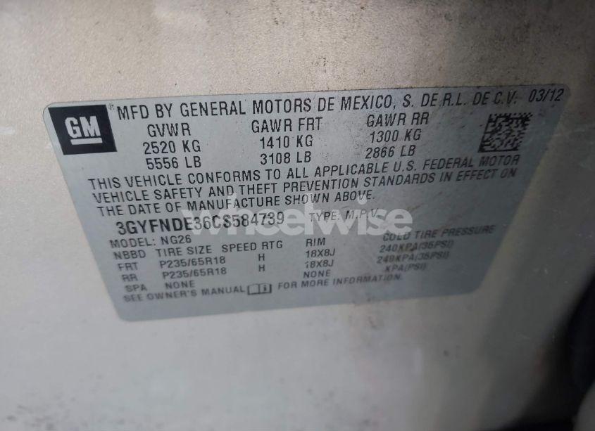 Photo 9 of 2012 Cadillac Srx LUXURY COLLECTION (VIN 3GYFNDE36CS584739)