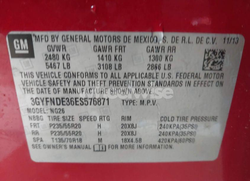 Photo 9 of 2014 Cadillac Srx PREMIUM COLLECTION (VIN 3GYFNDE36ES576871)