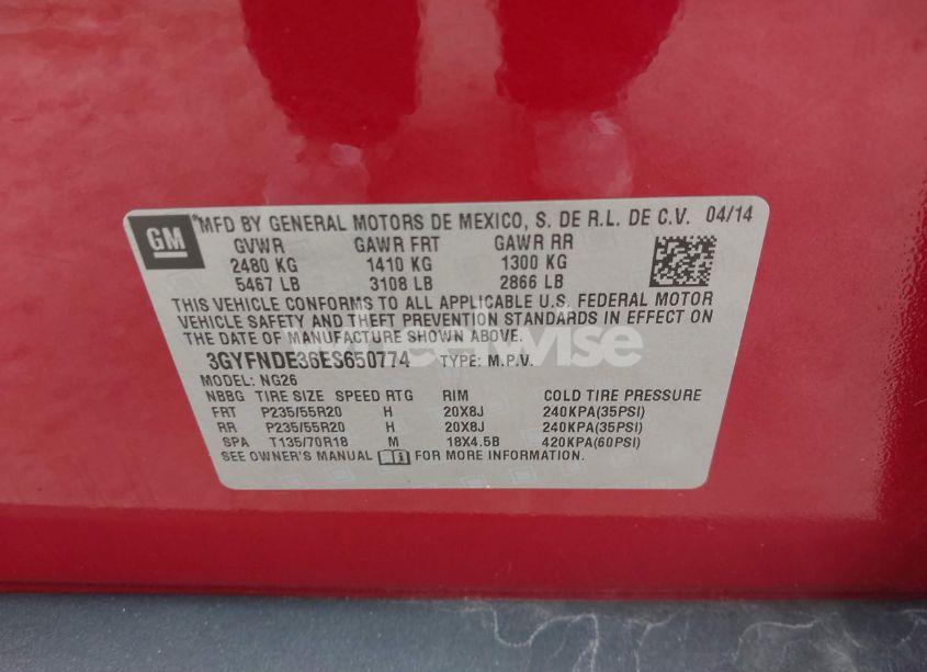 Photo 9 of 2014 Cadillac Srx PREMIUM COLLECTION (VIN 3GYFNDE36ES650774)