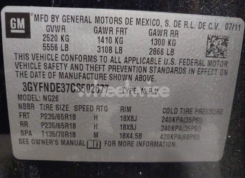 Photo 9 of 2012 Cadillac Srx LUXURY COLLECTION (VIN 3GYFNDE37CS502677)