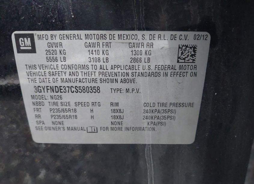 Photo 9 of 2012 Cadillac Srx LUXURY COLLECTION (VIN 3GYFNDE37CS580358)